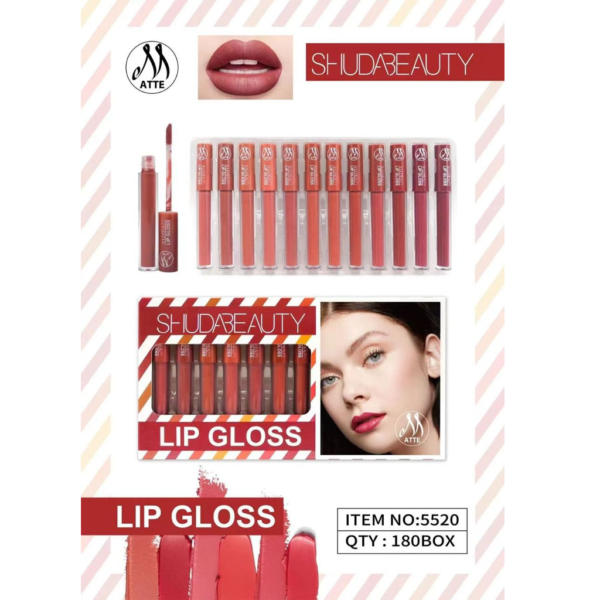 Lip Gloss 12pc Shuda Beauty Superb Long Lasting Waterproof Matte Nude Lip Gloss