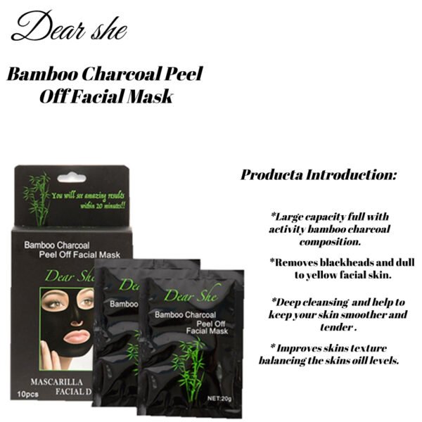 Dear She Bamboo Charcoal Peel Off Nose & Facial Mask Removing Blackhead and Repairing the Skin 10pc