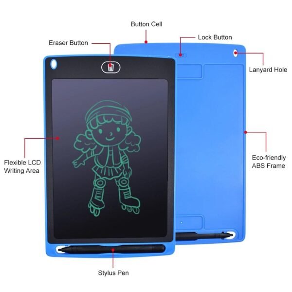 LCD Writing Tablet Pad For Kids Electric Drawing Board Digital Graphic Drawing Pad With Pen 8.5 Inches Blue