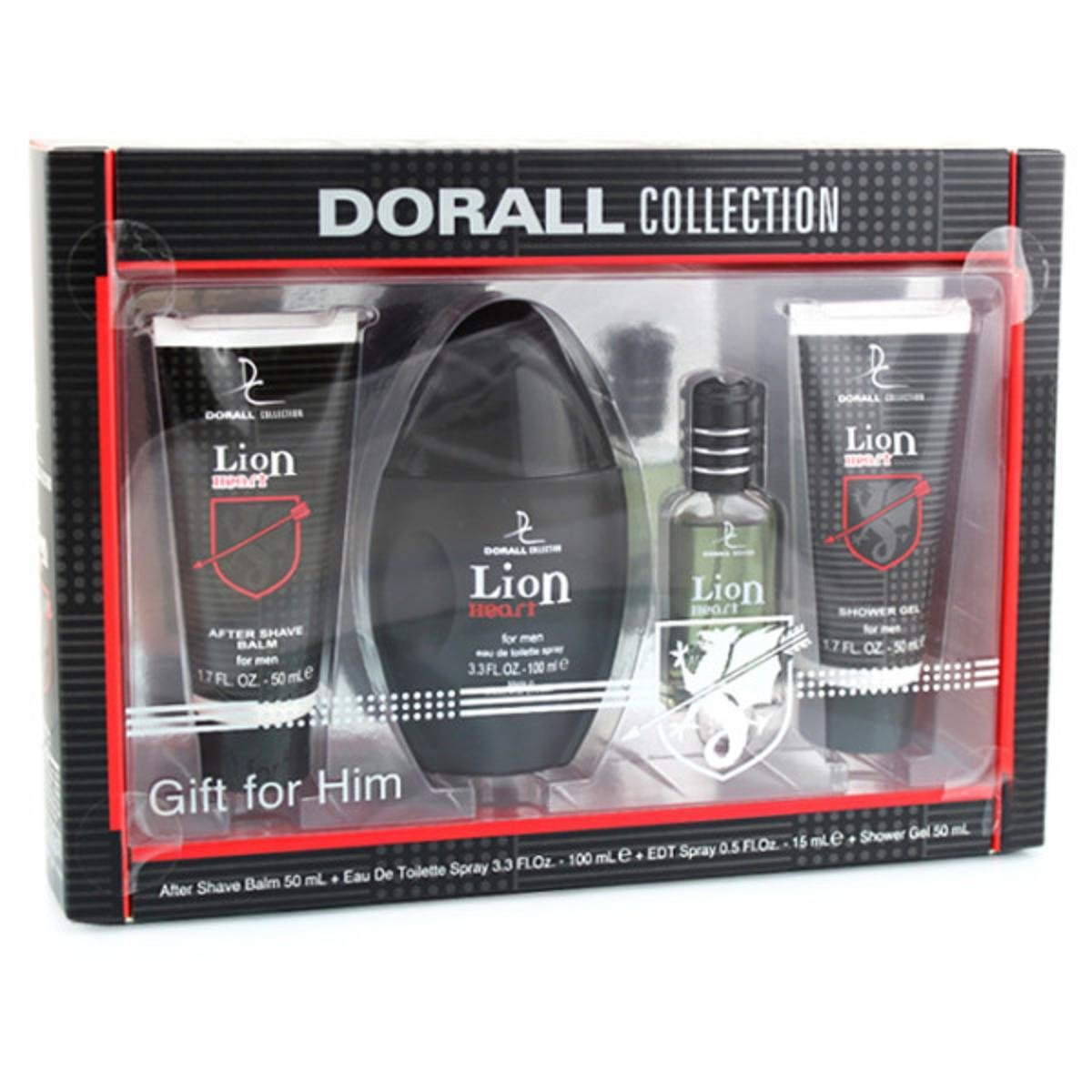 LION HEART GIFT SET 4 PCS Perfume For Men EDT DORALL COLLECTION