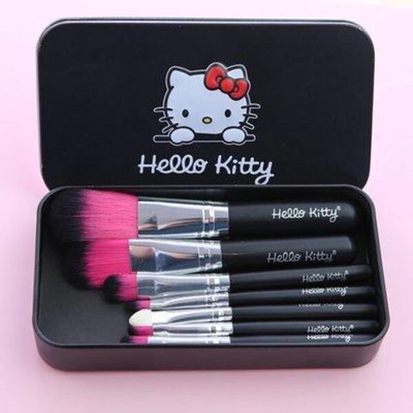 Cute Hello Kitty Black 7 Professional Makeup Brushes Set for Girls & Women