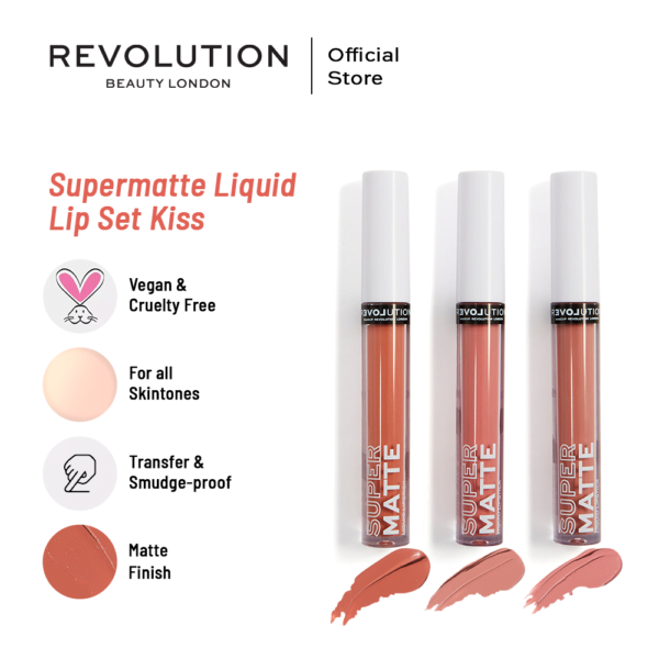 Relove By Revolution Supermatte Liquid Lip Set Kiss