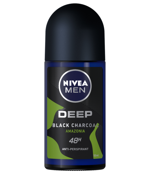 Nivea For Men Deep Amazonia - Black Carbon, active charcoal, Deodorant Roll-On Anti Perspirant, 48h 50ml