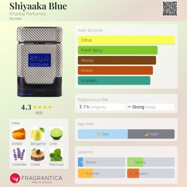 Shiyaaka Blue Khadlaj Perfumes for men 100ml