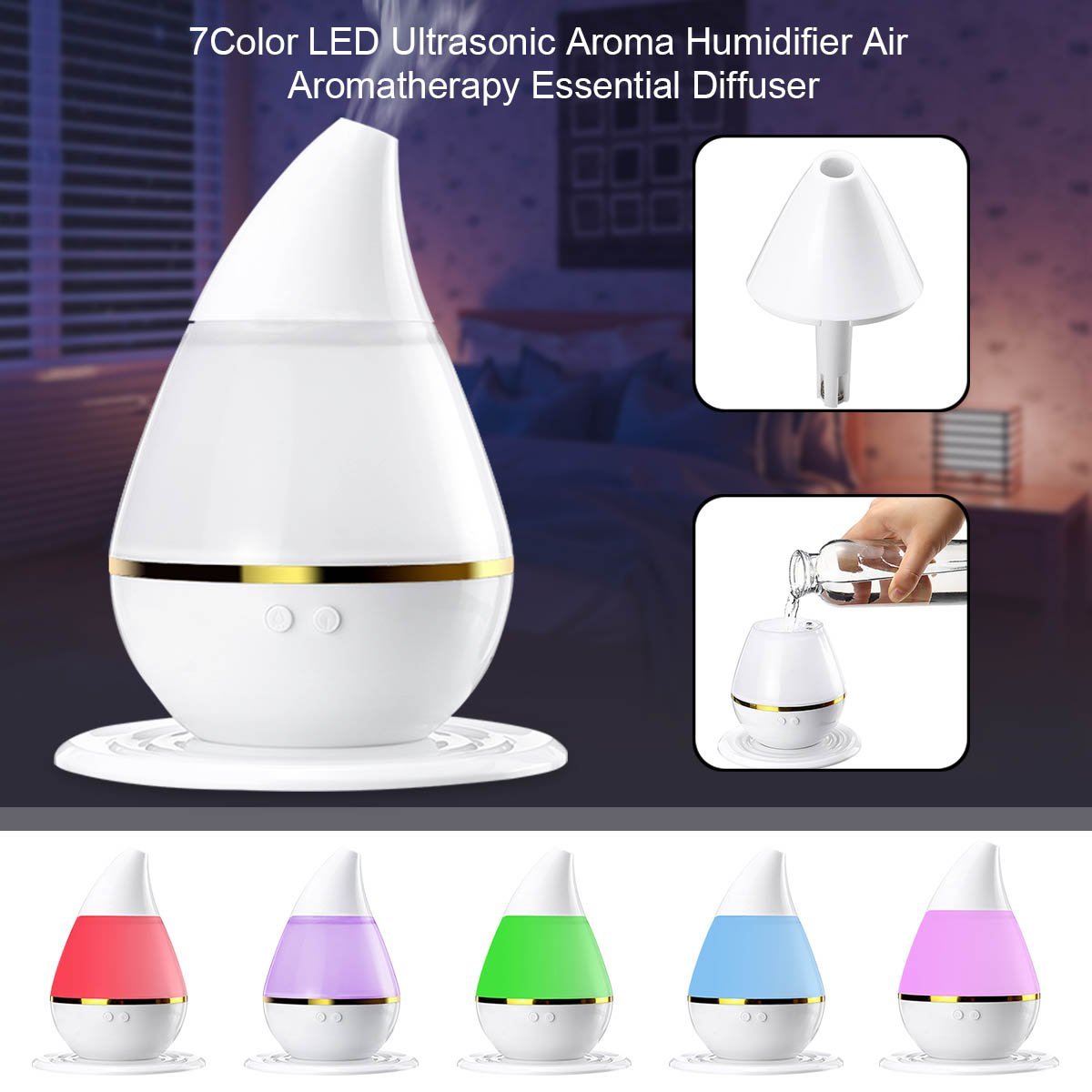 Humidifier Aroma Ultrasonic Mini ( 7 Color Changing LED Lights ) aroma Humidifier 250 ml